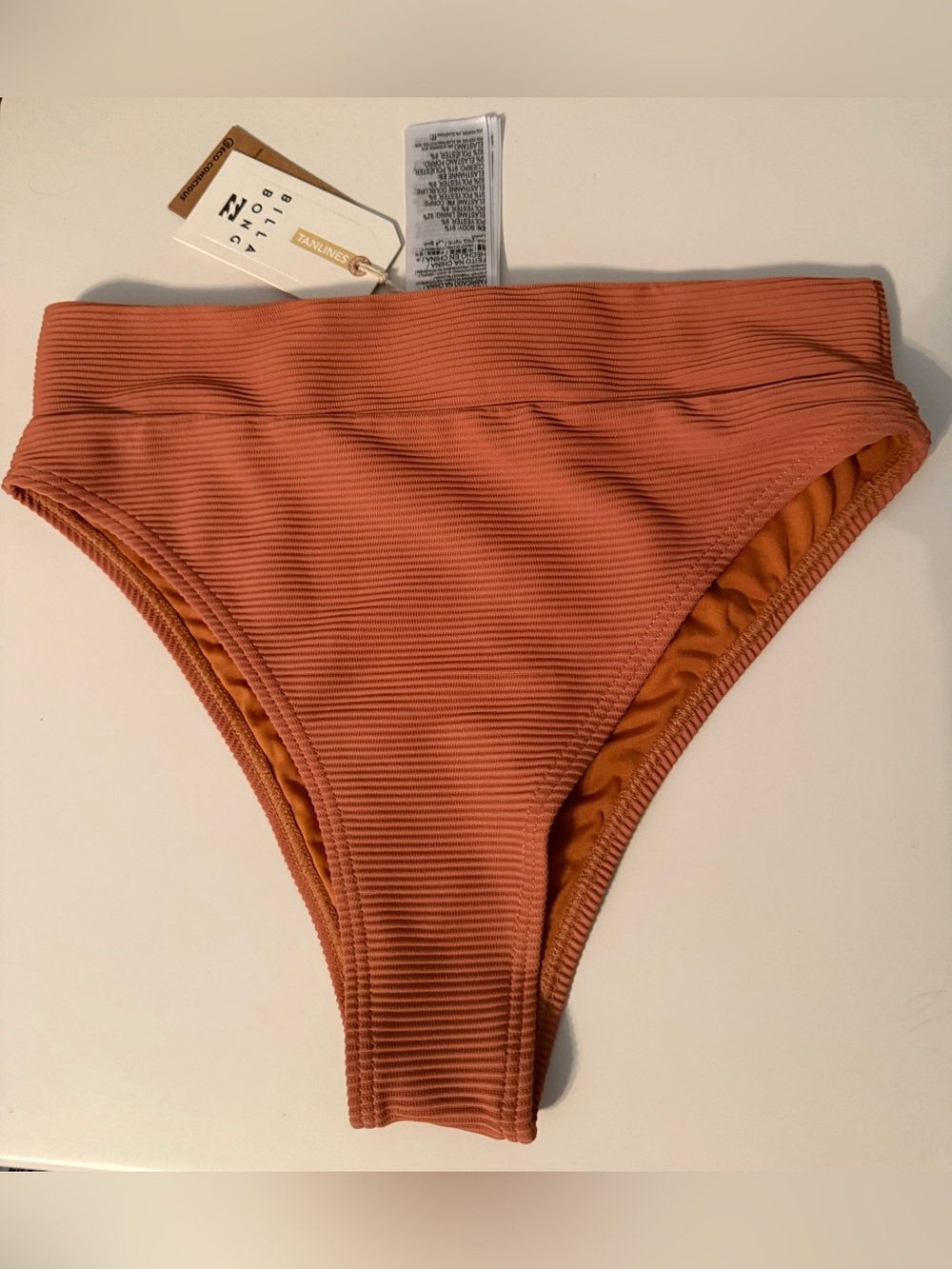 Billabong Ribbed High-Waist Bikini Bottoms - Rust Orange